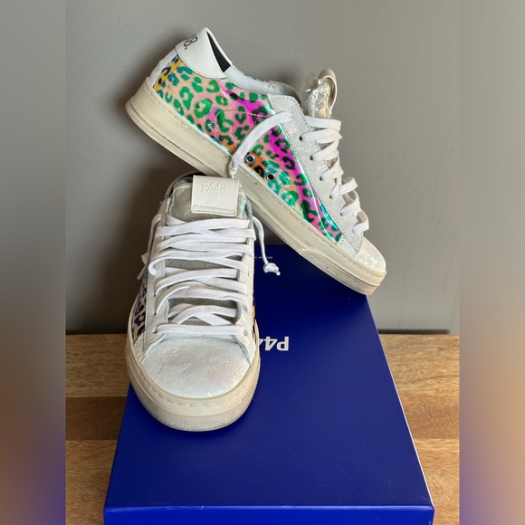New in Box P448 Jack Hologram Animal Print Low Top Sneakers Shoes size 39 8.5 - Picture 10 of 12